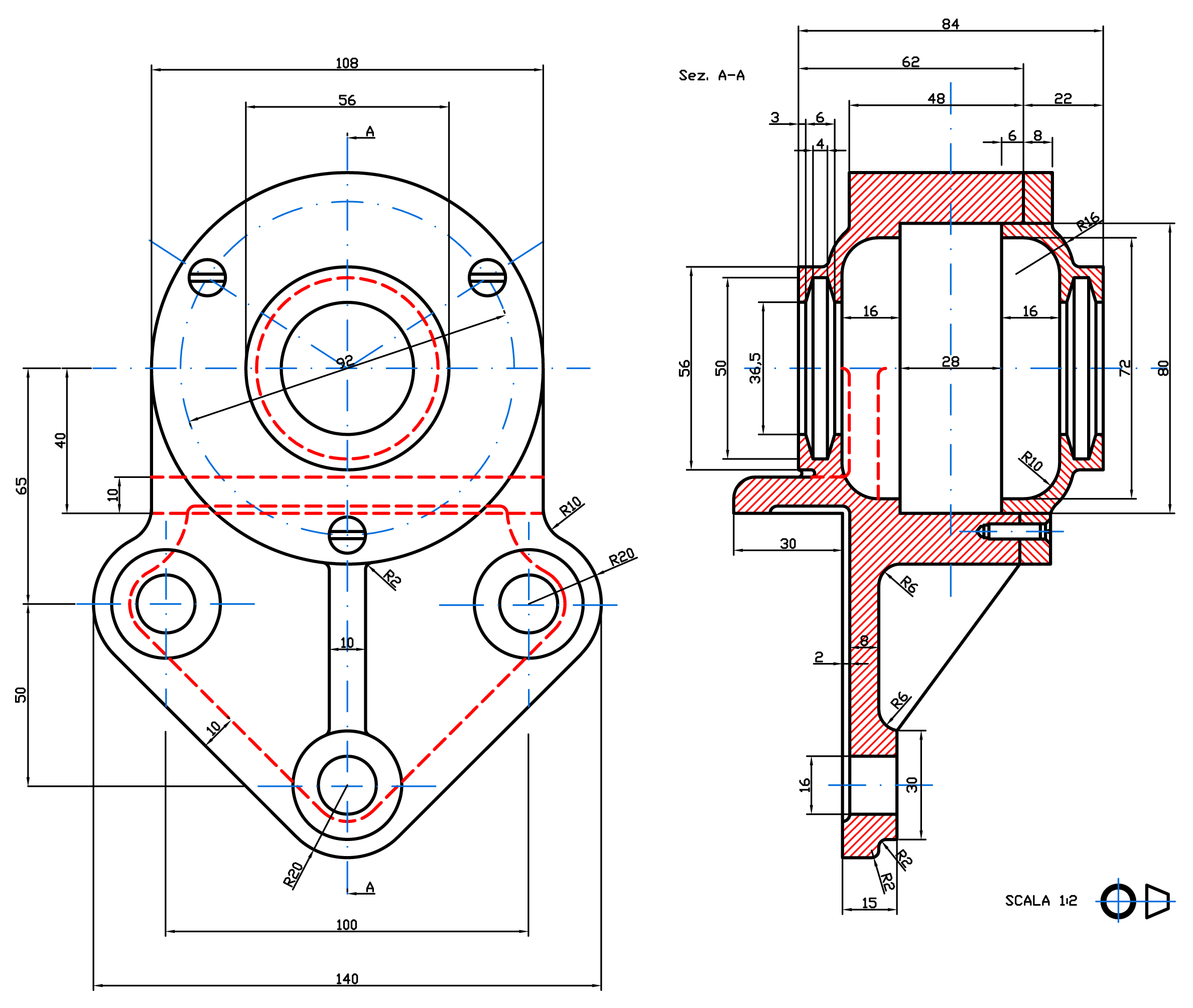 coperchio esempio disegno meccanico
