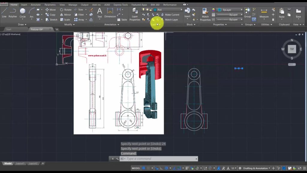 Disegno biella autocad