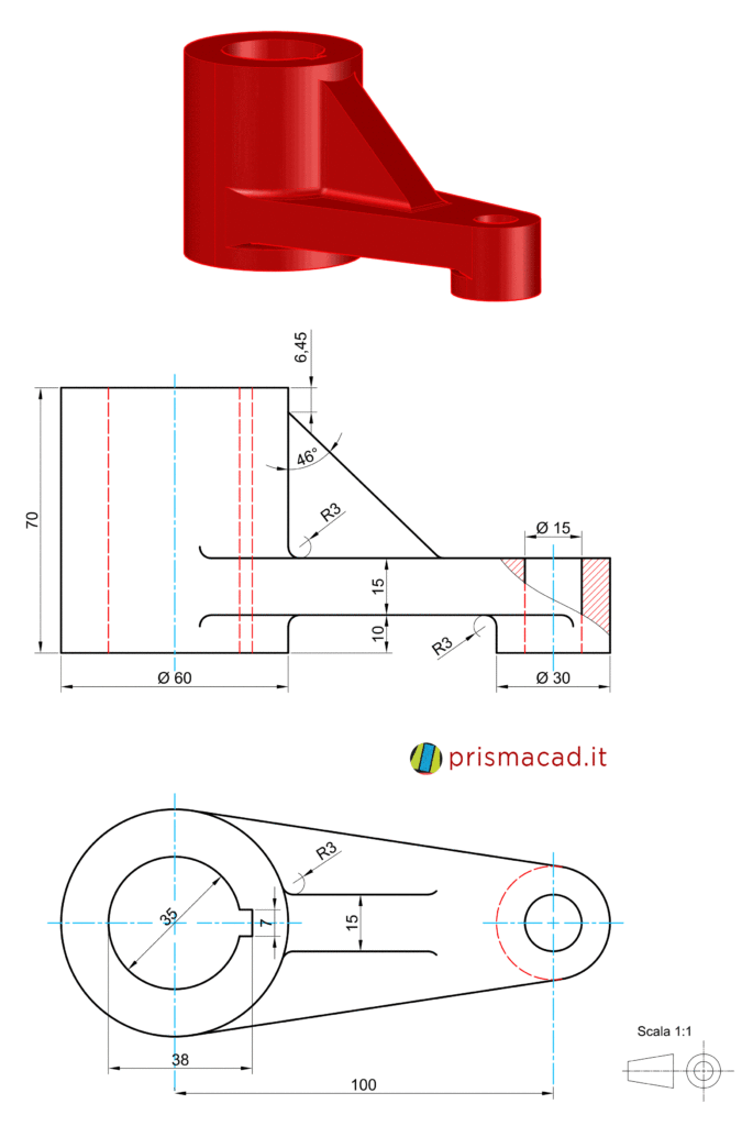 disegno meccanico manovella